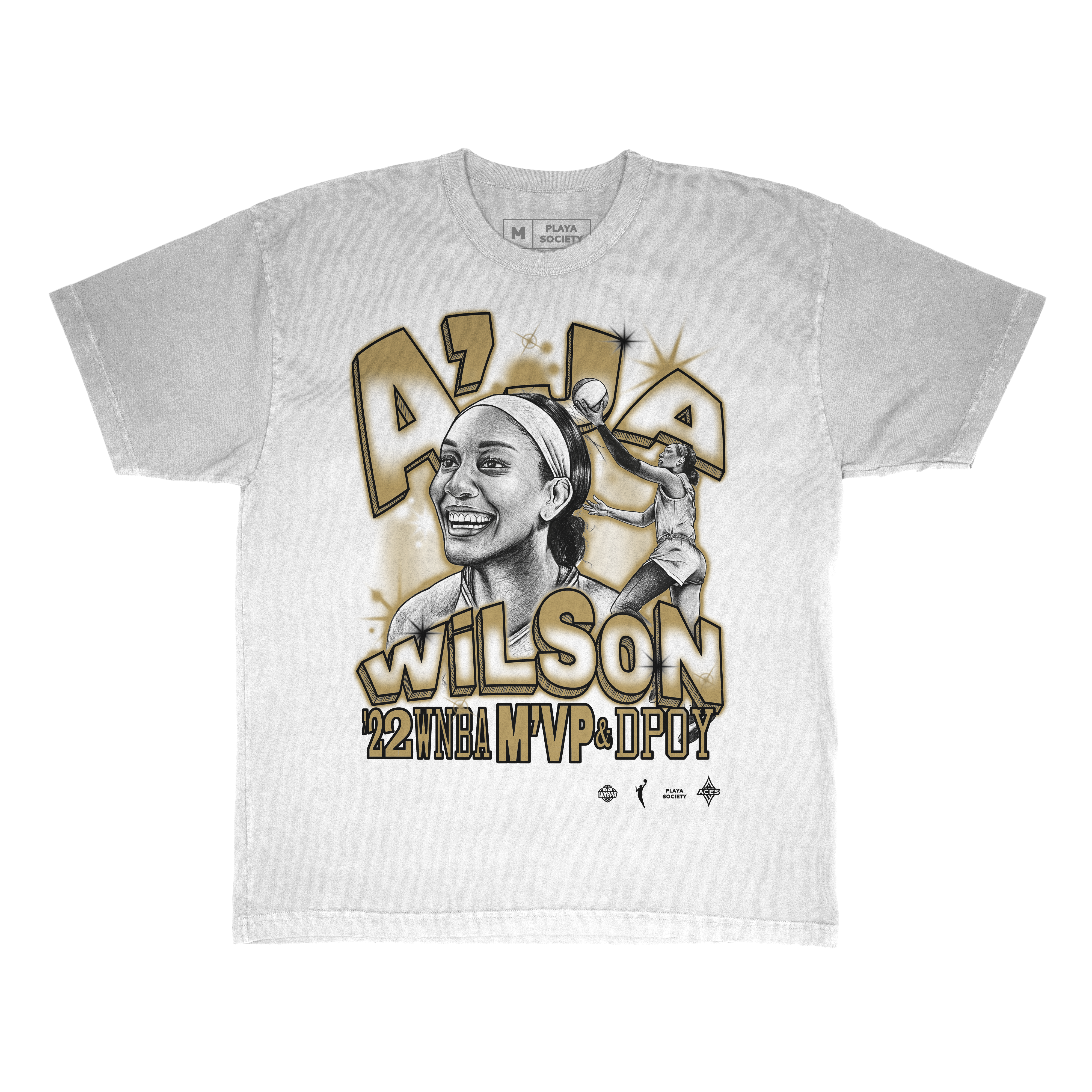 A'ja Wilson Shirt,Las Vegas Aces A'ja Wilson Playa Society Gray 2022 Mvp  Player sold by Ameqran, SKU 24325203