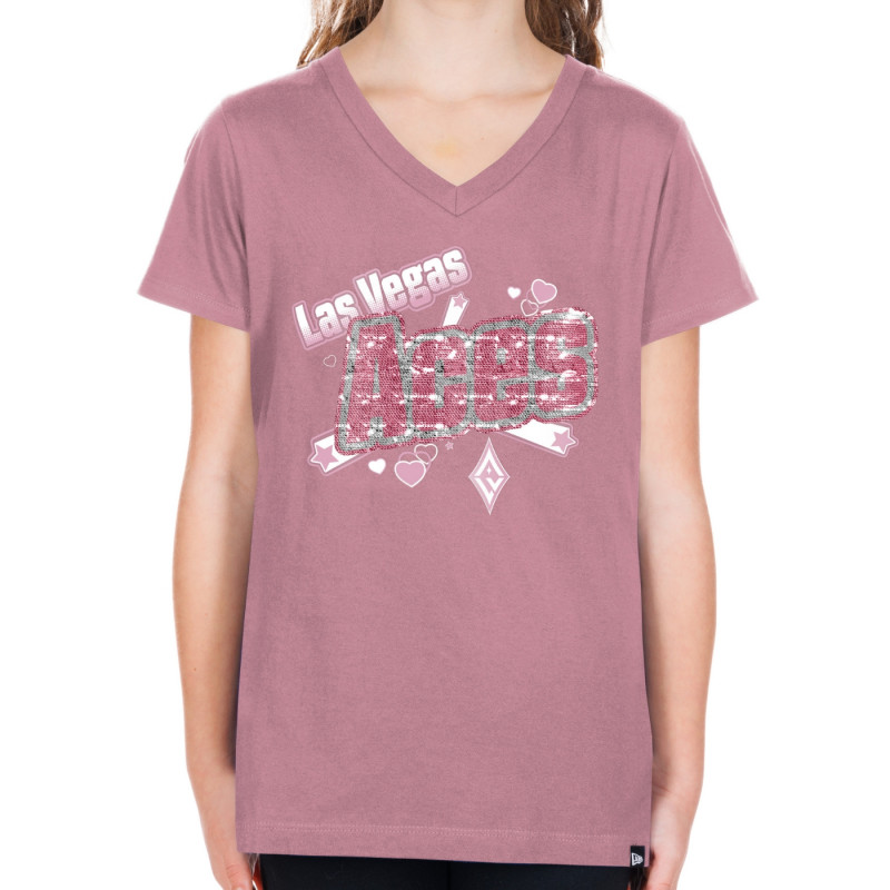 NEW ERA GIRLS LAS VEGAS ACES V-NECK FLIP SEQUIN TEE
