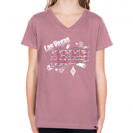 NEW ERA GIRLS LAS VEGAS ACES V-NECK FLIP SEQUIN TEE