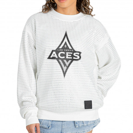 WOMENS LAS VEGAS ACES RHINESTONE MESH OVERLAY CREWNECK SWEATSHIRT