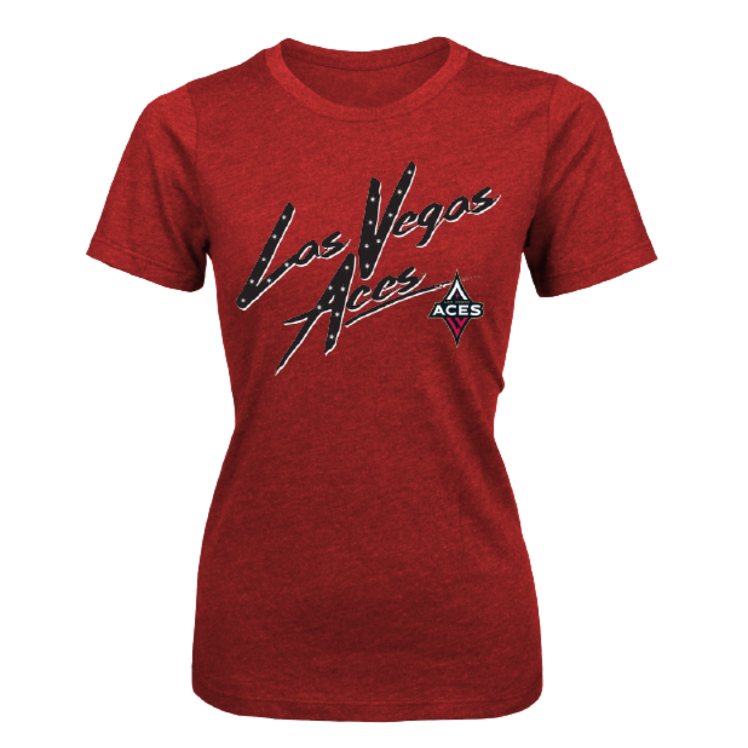 Las Vegas Aces Majestic Women's Red Dirty Dribble Bling Tee