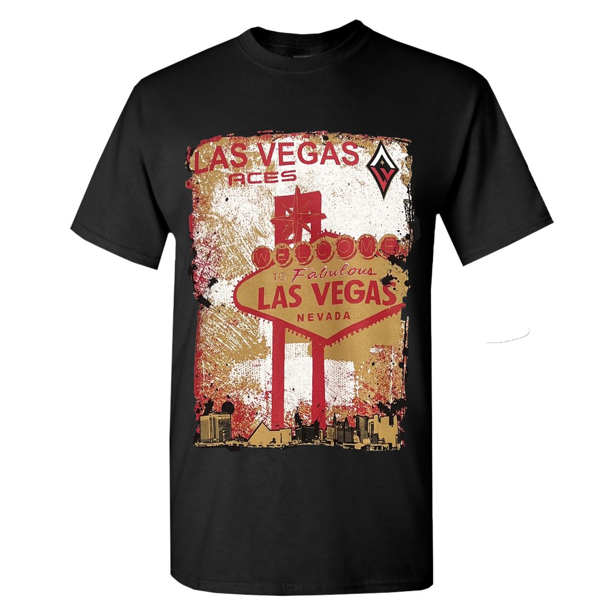 Las Vegas Aces Stadium Essentials Unisex Black City Photo Tee